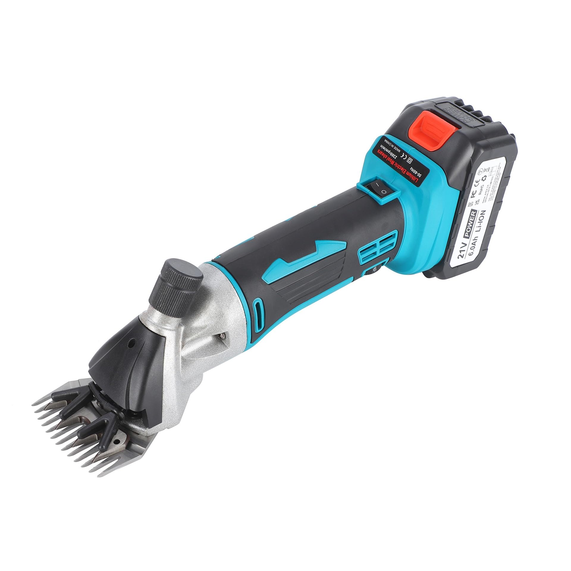 Cesoie for pecore a batteria, 2800 giri/min, forbici elettriche for lana a 6 velocità, lame in acciaio da 9/13 denti, strumento di tosatura a batteria for pecore e vite 13 denti