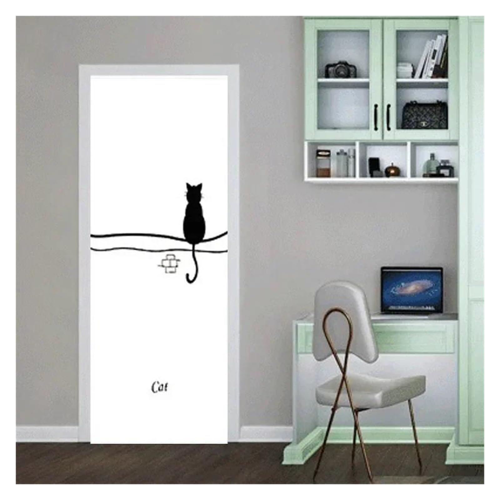 Décor de chambre d'enfant licorne 90x200cm pour masquer les imperfections de porte proprement