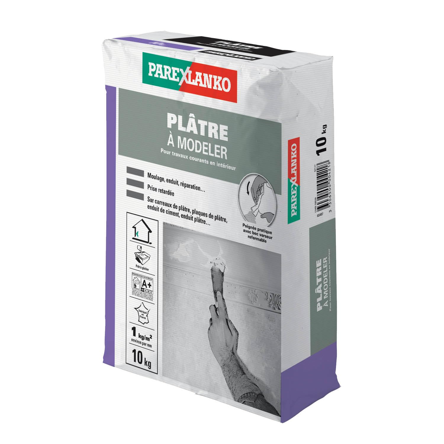 Plâtre à modeler Parexlanko 10kg pour réparer les fissures des cloisons