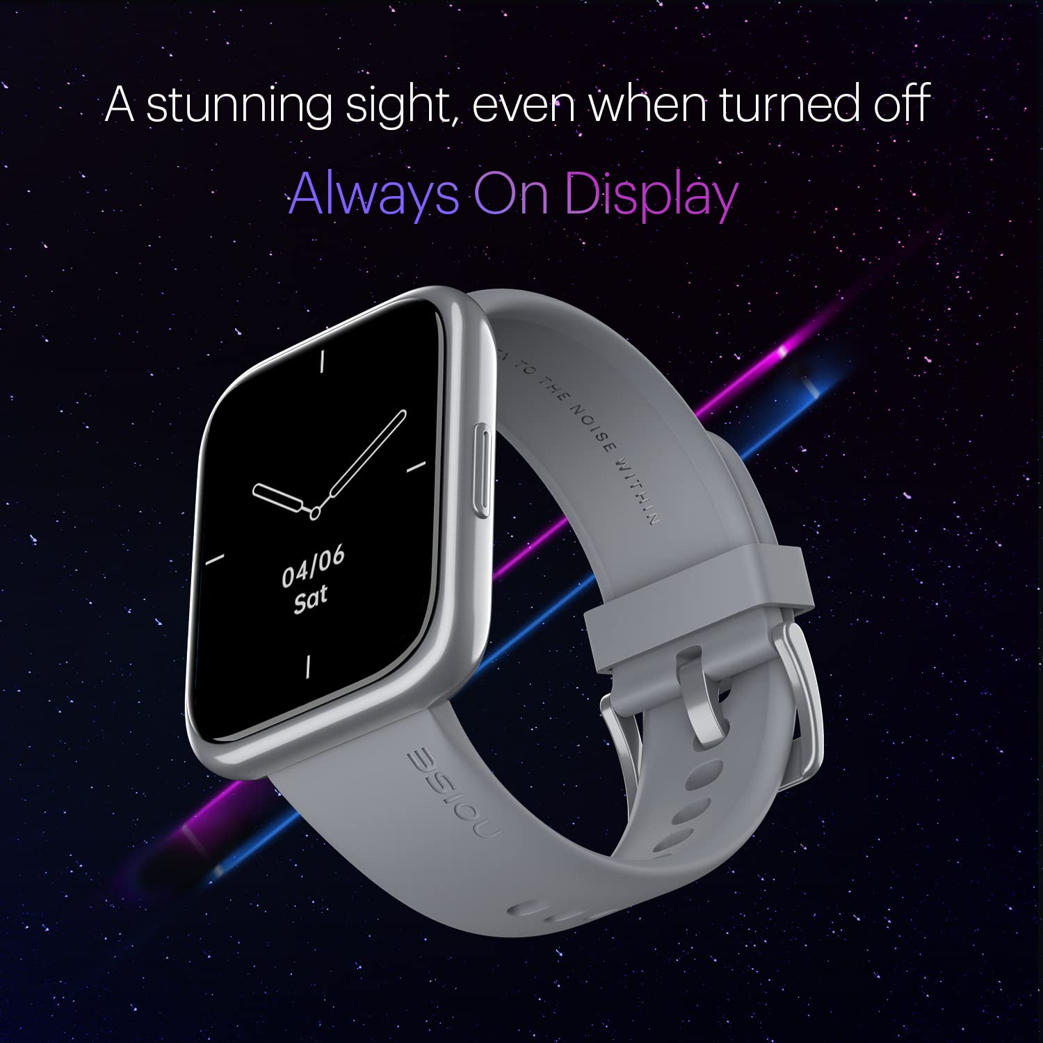 Noise ColorFit Ultra 2 LE with Always On Display showing analog time.