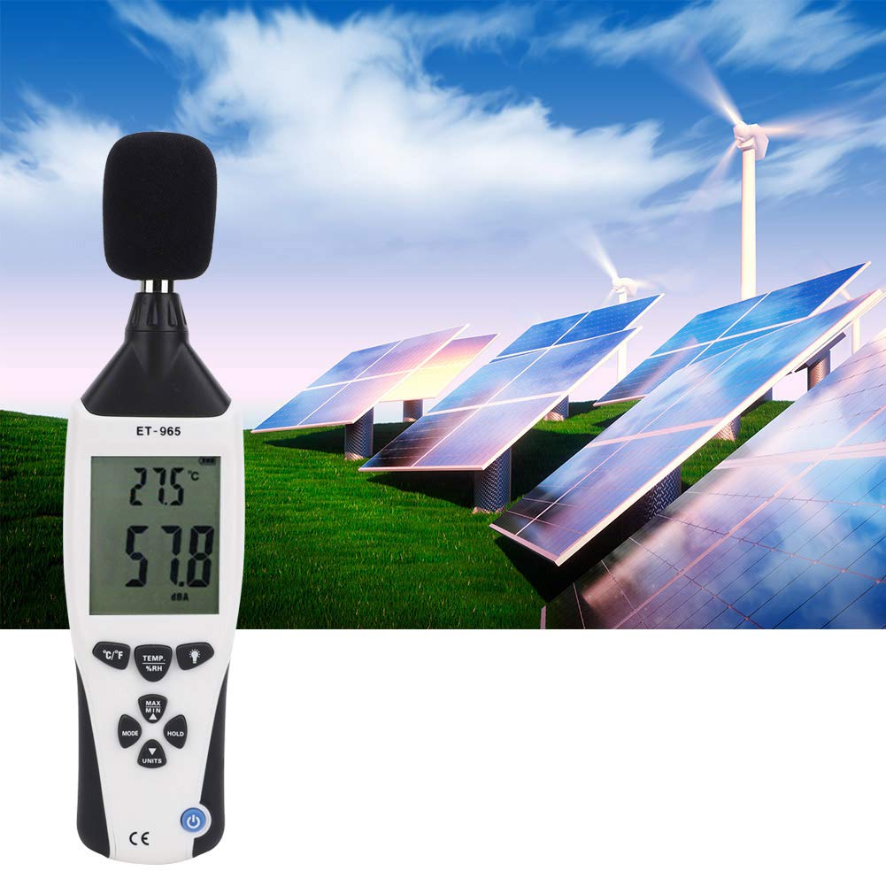 5in1 Medidor ambiental Temperatura Humedad Velocidad del viento Nivel de sonido Medidor Illuminómetro para el diseño profesional Material de ABS de diseño de bolsillo para el