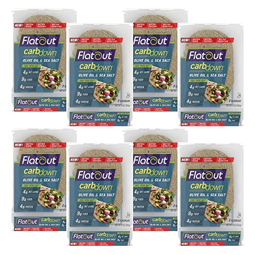 Flatout Flatbread, Carbdown Olive Oil And Sea Salt Wraps, Perfect For Use As Sandwich Bread, Pizza Crust, Tortillas, Wraps And More, 8 Flatbreads, 8 Pack #TOP24