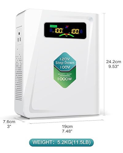 Miniatura 3 de ZHENGXI Transformador de reducción de 120 V a 100 V 1000 W, convertidores de voltaje de potencia, sin ruido, diez funciones de protección, usando