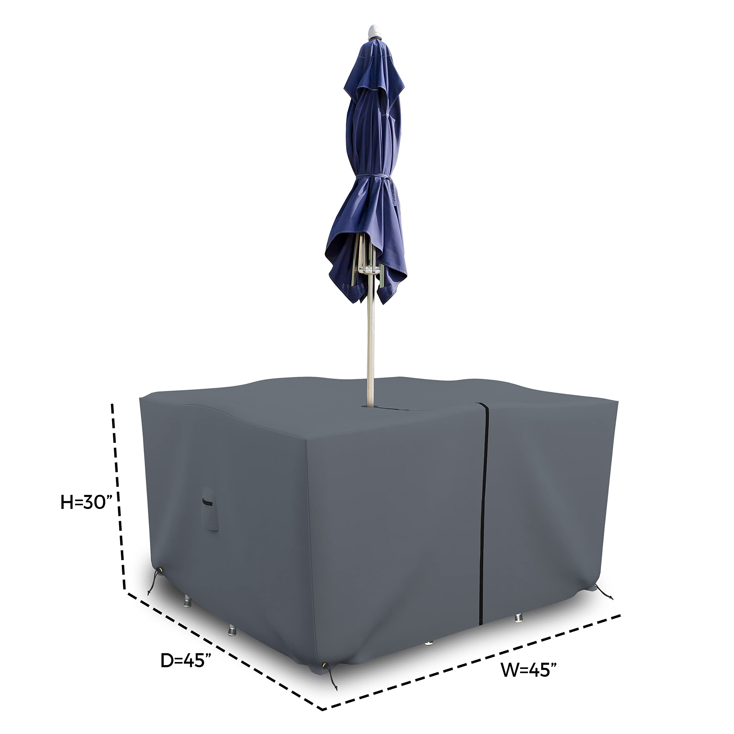 Covers & all Square Table & Chair Set Cover with Umbrella Hole, 12 Oz Waterproof UV & Weather Resistant, Patio Lawn Garden Backyard Furniture with Air Vents & Drawstrings (45