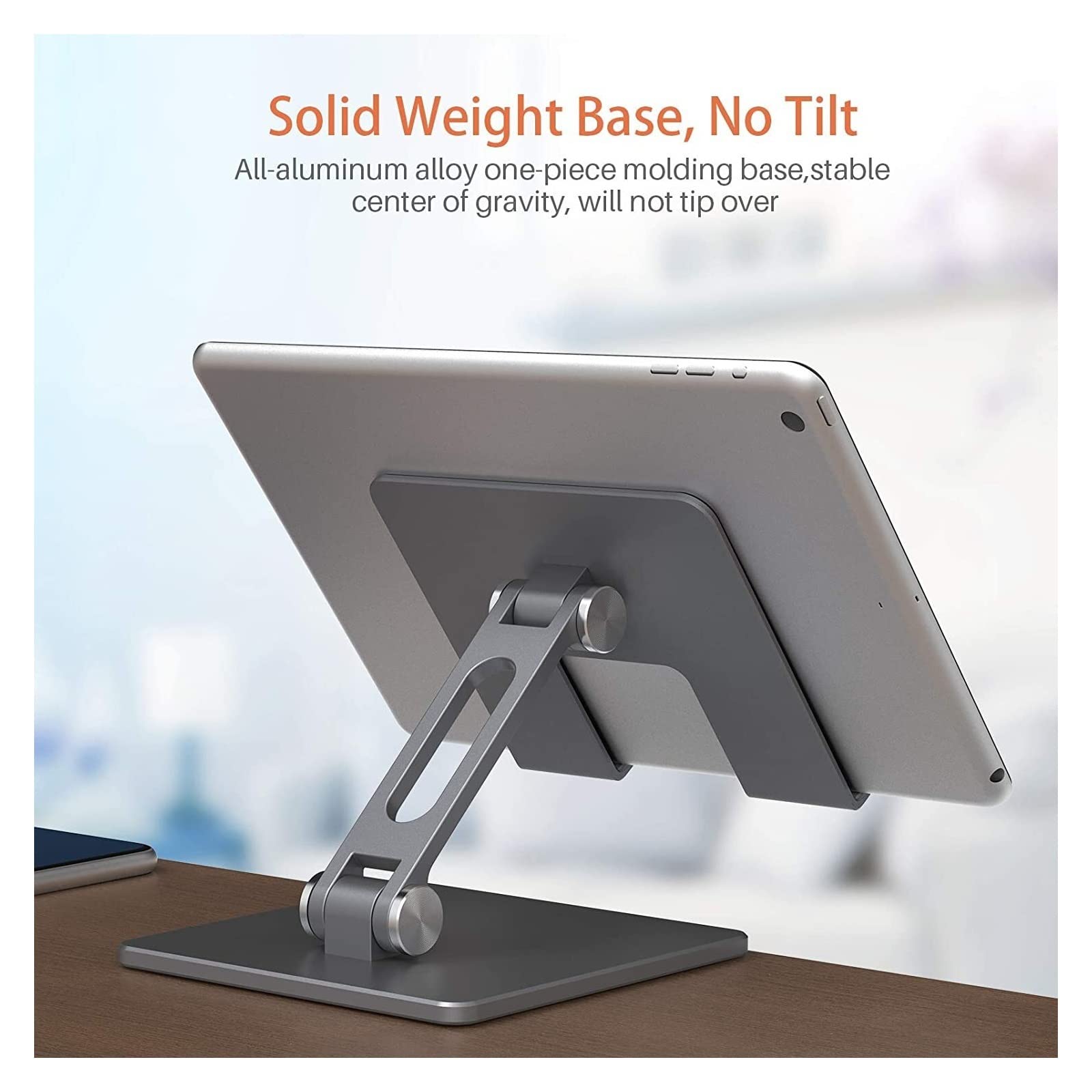 Uchwyt do monitora, 4,7 10,2 15,6 cala metalowy uchwyt na tablet stacjonarny do stojaka na monitor regulowany uniwersalny stojak na telefon komórkowy(Silver big)