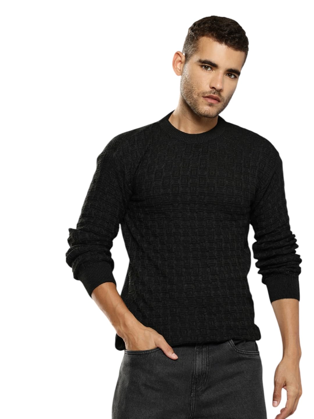 aarika Mens Winter Wear White Colour Solid Woolen Sweater-picture-51