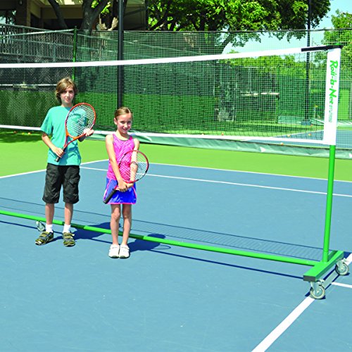 Roll-a-Net - Sturdy, Portable Tennis Net | Easy Set-Up and Quick Storage | for Tennis, Badminton, Indoors and Outdoors | 4-inch Locking Wheels | Nylon Duffel Bag on Wheels Included