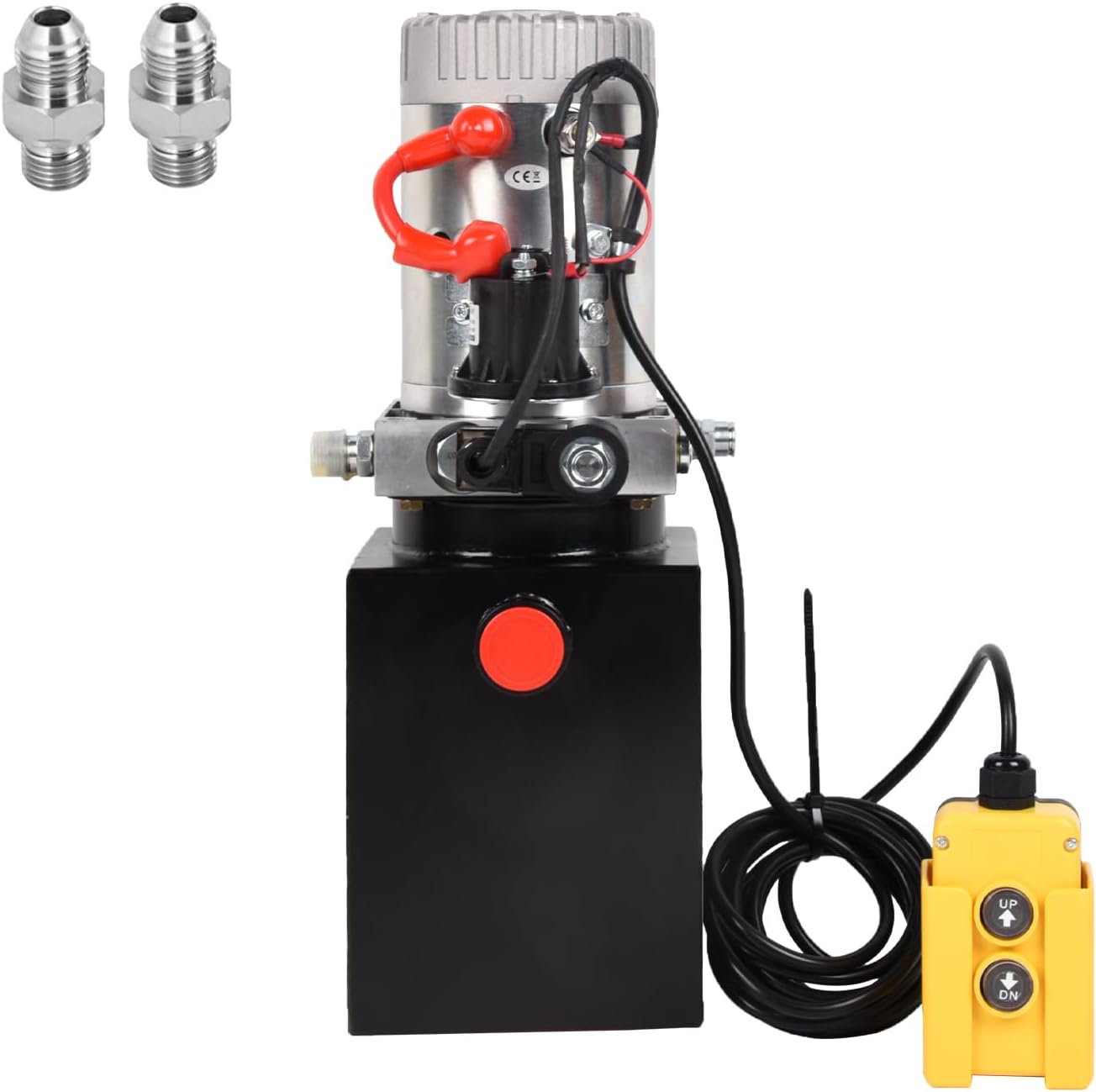 4 Quart Hydraulic Power Unit 12V DC Single Acting Hydraulic Pump Metal Reservoir Dump Trailer Pump for Dump Trailer Car Lifting