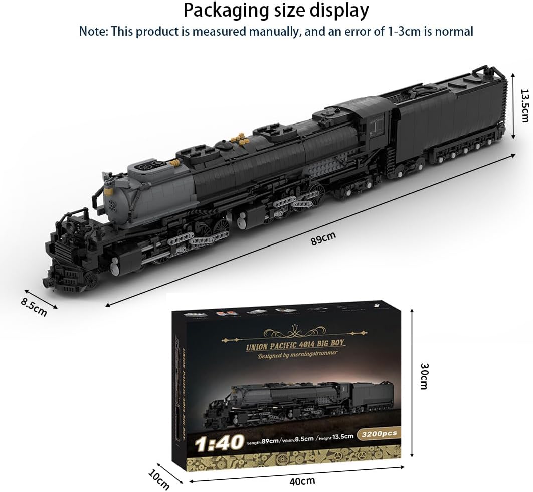 Packaging size display and assembled model dimensions