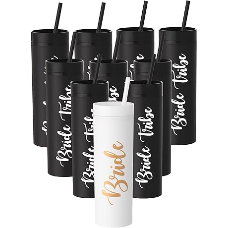 Pack Of 10 Bridesmaid Tumblers! Celebrate Your Big Day with Our Elegant Skinny Tumbler Set
