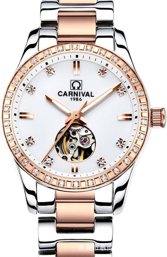 Hollow Automatic Mechanical Watch Brand Fashion Ladies Watch Zirconia Diamond Steel Bracelet Watch