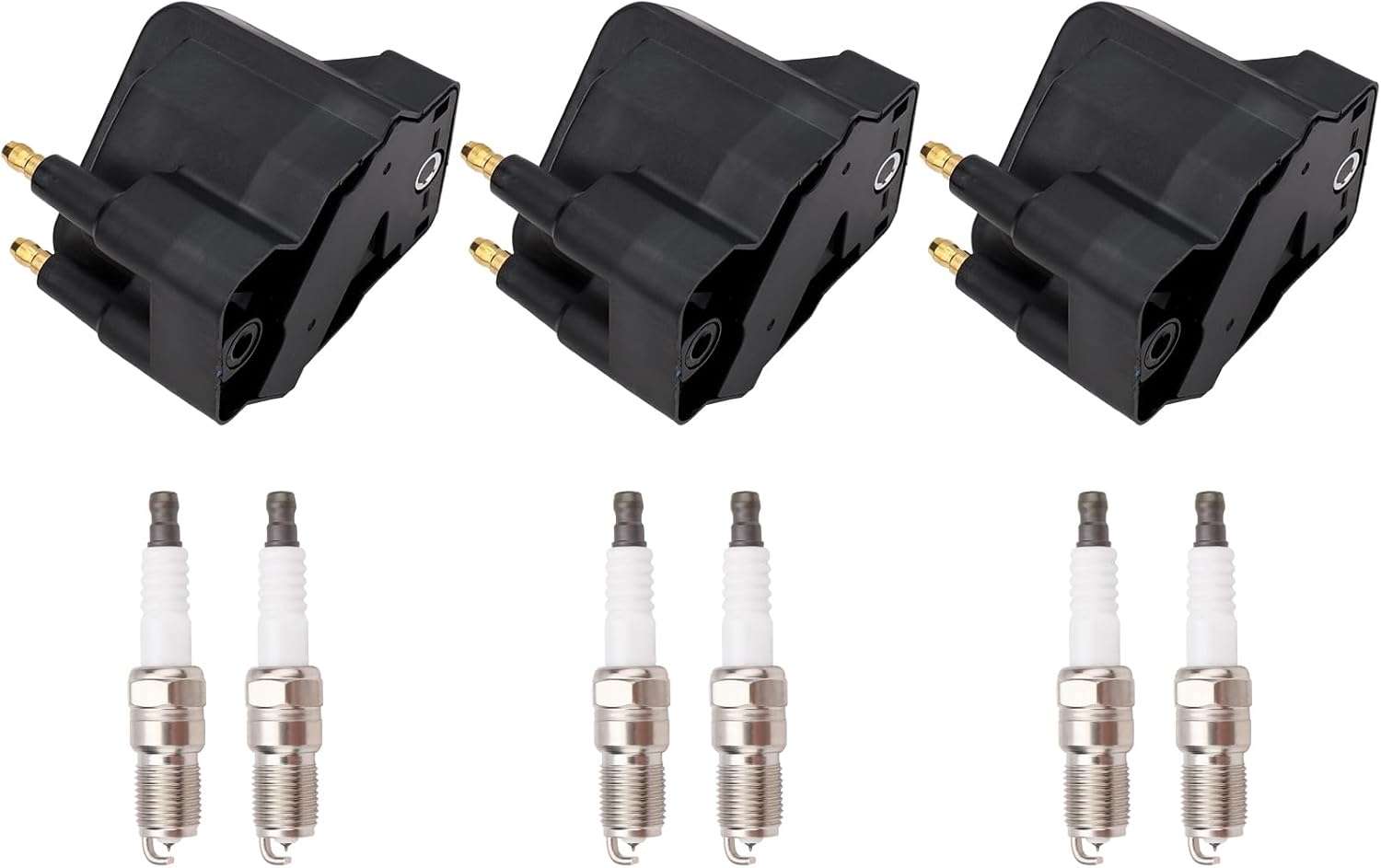 IRONTEK 3PCs Ignition Coil C849 with 6 Spark Plugs for Buick Century/LaCrosse/Regal, for Chevy Camaro/Celebrity/Corvette/Impala/Malibu, for Cadillac for GMC for Honda for Isuzu for Olds for Pontiac