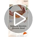 Image of Nestasia Mandala Ceramic Serving Bowl with Handles (400 ml) - Microwave & Dishwasher Safe Pasta Bowl | Floral Bowl with Glossy Finish - Ideal for Soup, Curries, Snacks, Salad & Noodles (Orange)