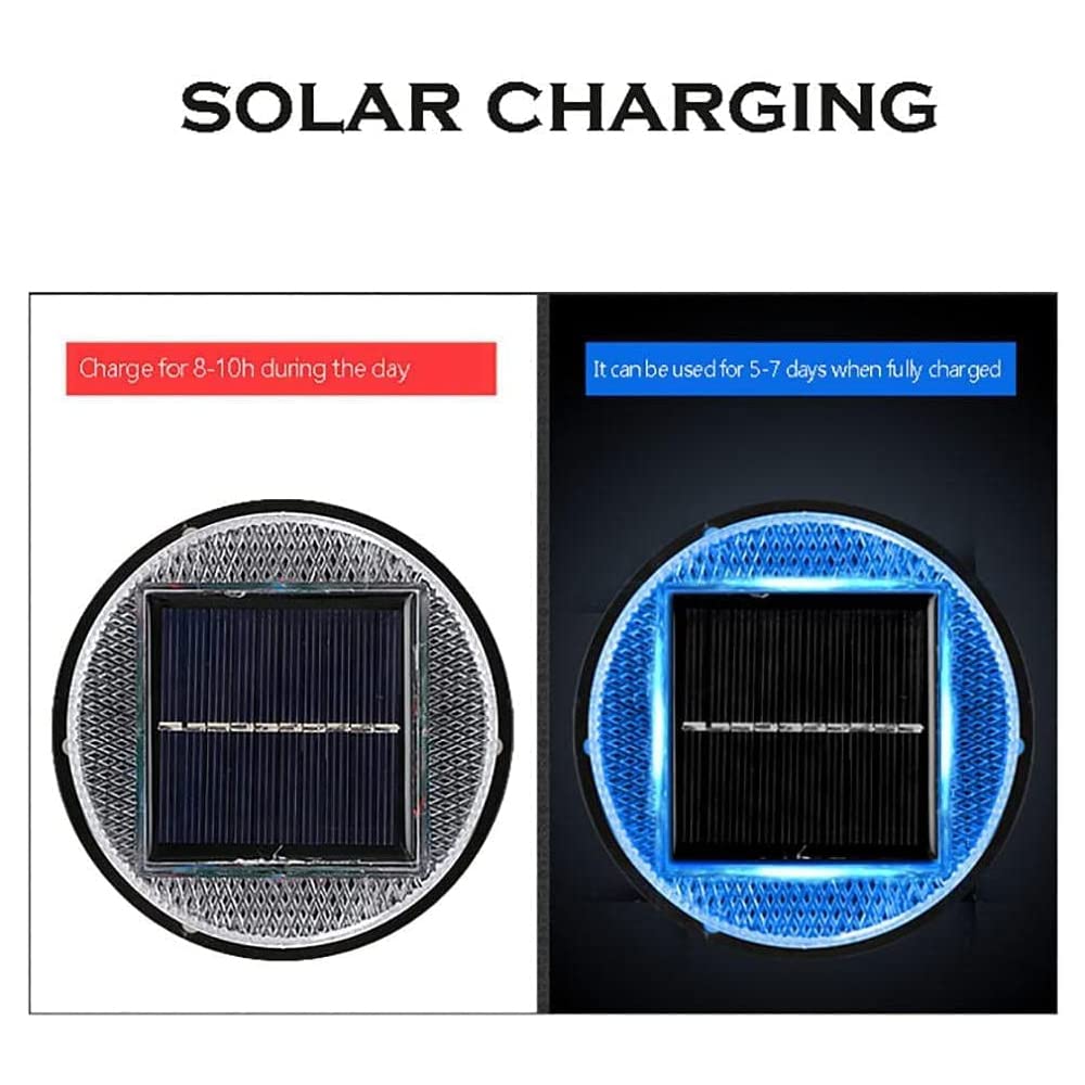 Luce stroboscopica a LED solare con luce stroboscopica di emergenza con base magnetica, luce lampeggiante di recupero impermeabile senza fili color ambra per auto, camion, trattori, SUV (Blue)