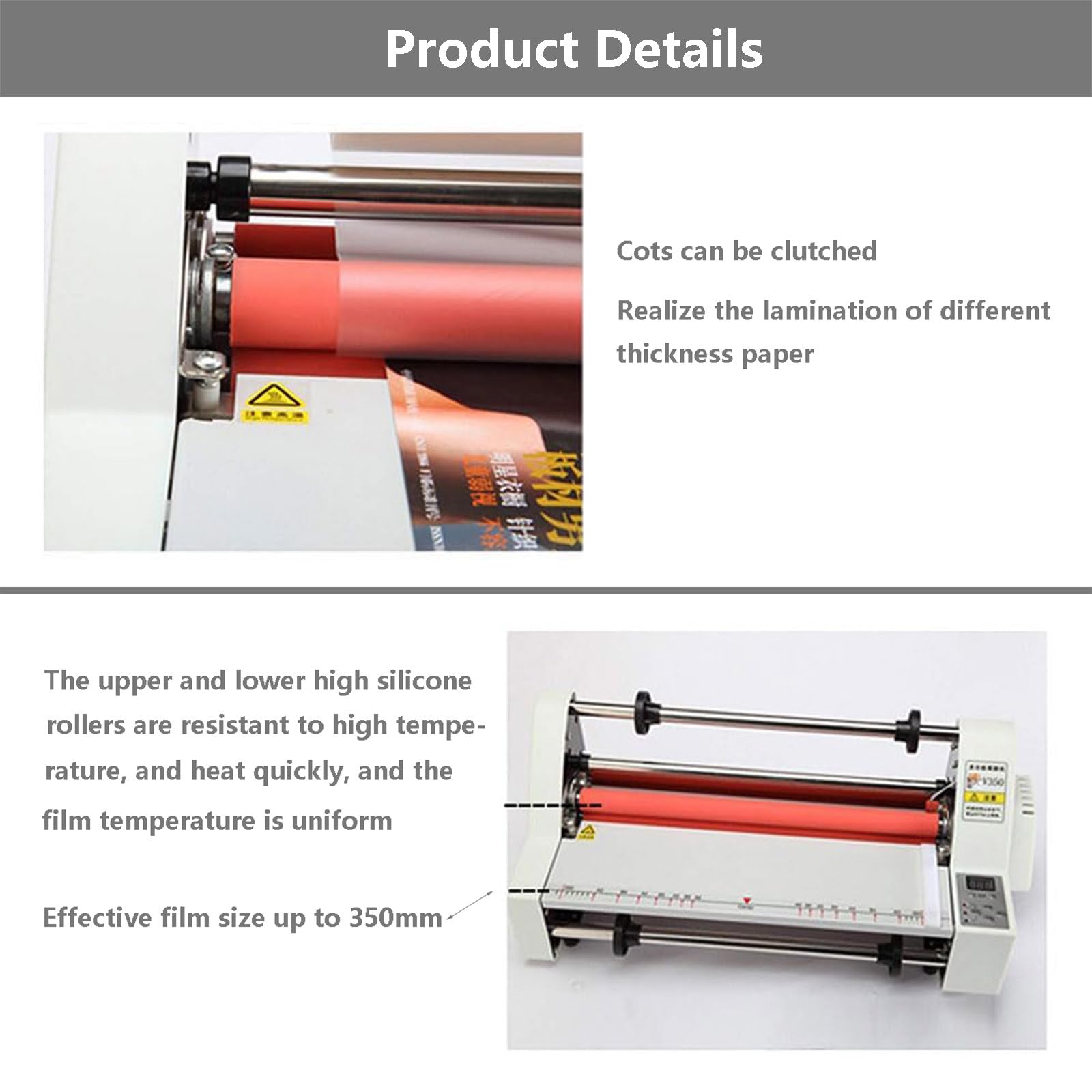 Plastificatrice per Display digitali, plastificatrici Termiche con Larghezza Massima di 350 mm, plastificazione Termica su Un Solo Lato e su Entrambi i Lati, Riscaldamento rapido,