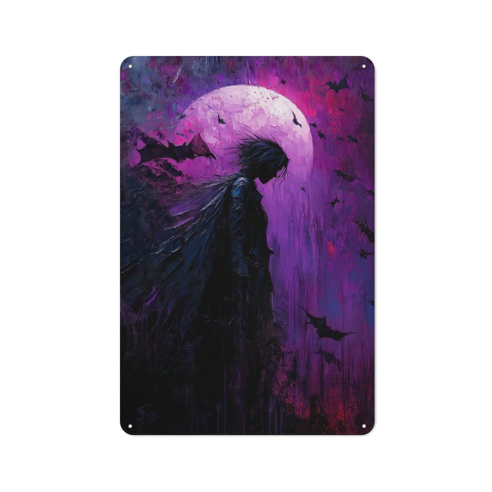 Junmoney Men's Anime In Purple Moon Rustic Tin Sign 30X20cm Featuring For Garage Or Workshop, For Updating Garage And Workshop After Moving