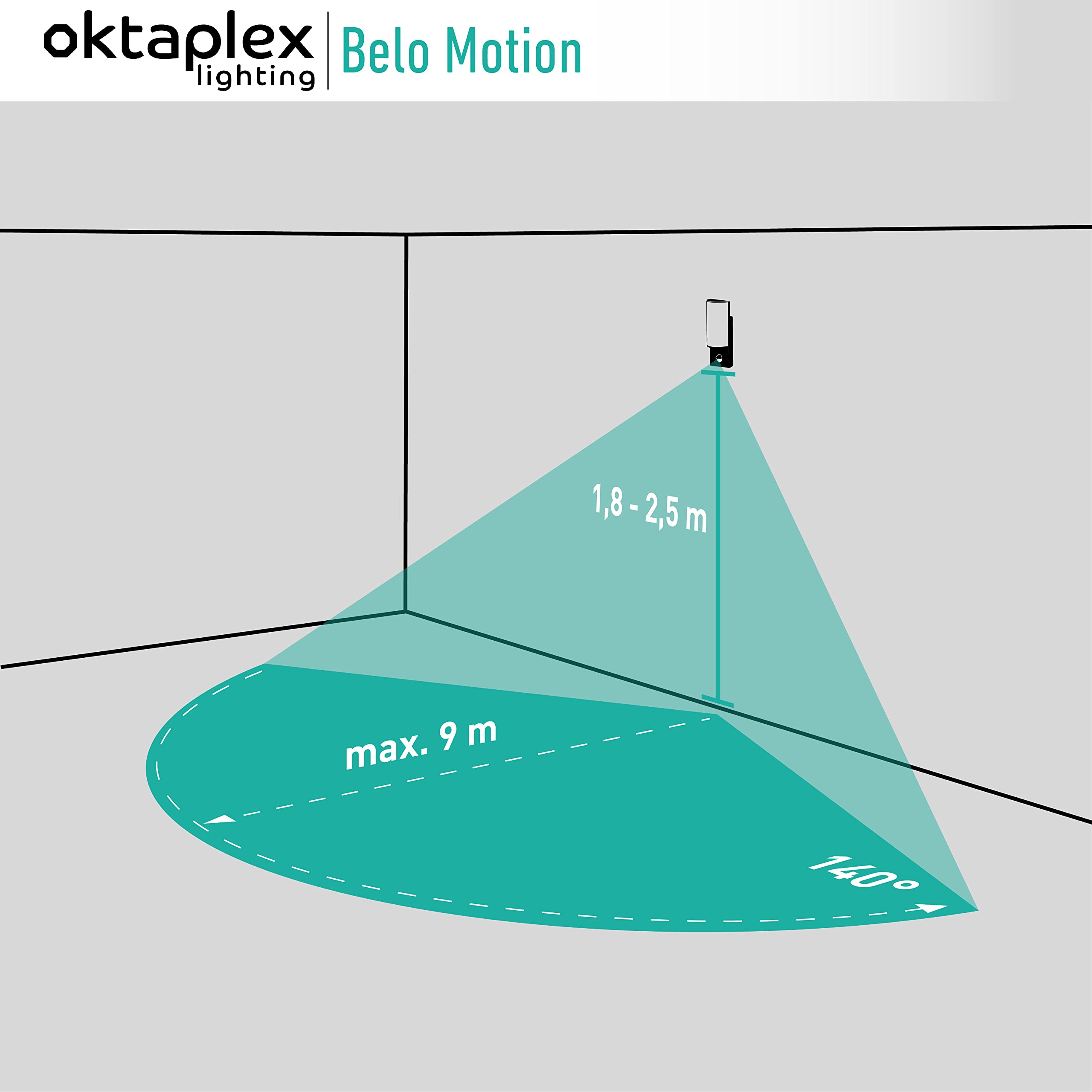 Oktaplex LED Außenleuchte mit Bewegungsmelder Belo 10W IP54 | Außenlampe anthrazit, Wand Außen, Außenwandleuchte Sensor, 3000K Warmweiß