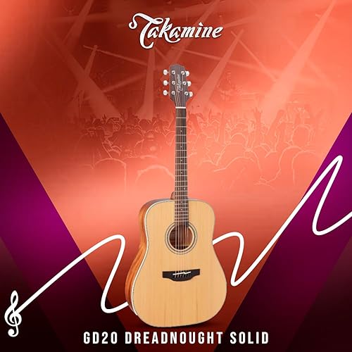 Miniatura 7 de Takamine G Series GD20 Dreadnought Guitarra acústica superior sólida satinado natural