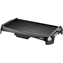 BELLA Electric Griddle with Crumb Tray - Smokeless Indoor Grill, Nonstick Surface, Adjustable Temperature Control Dial &amp; Cool-touch Handles, 10" x 16", Black