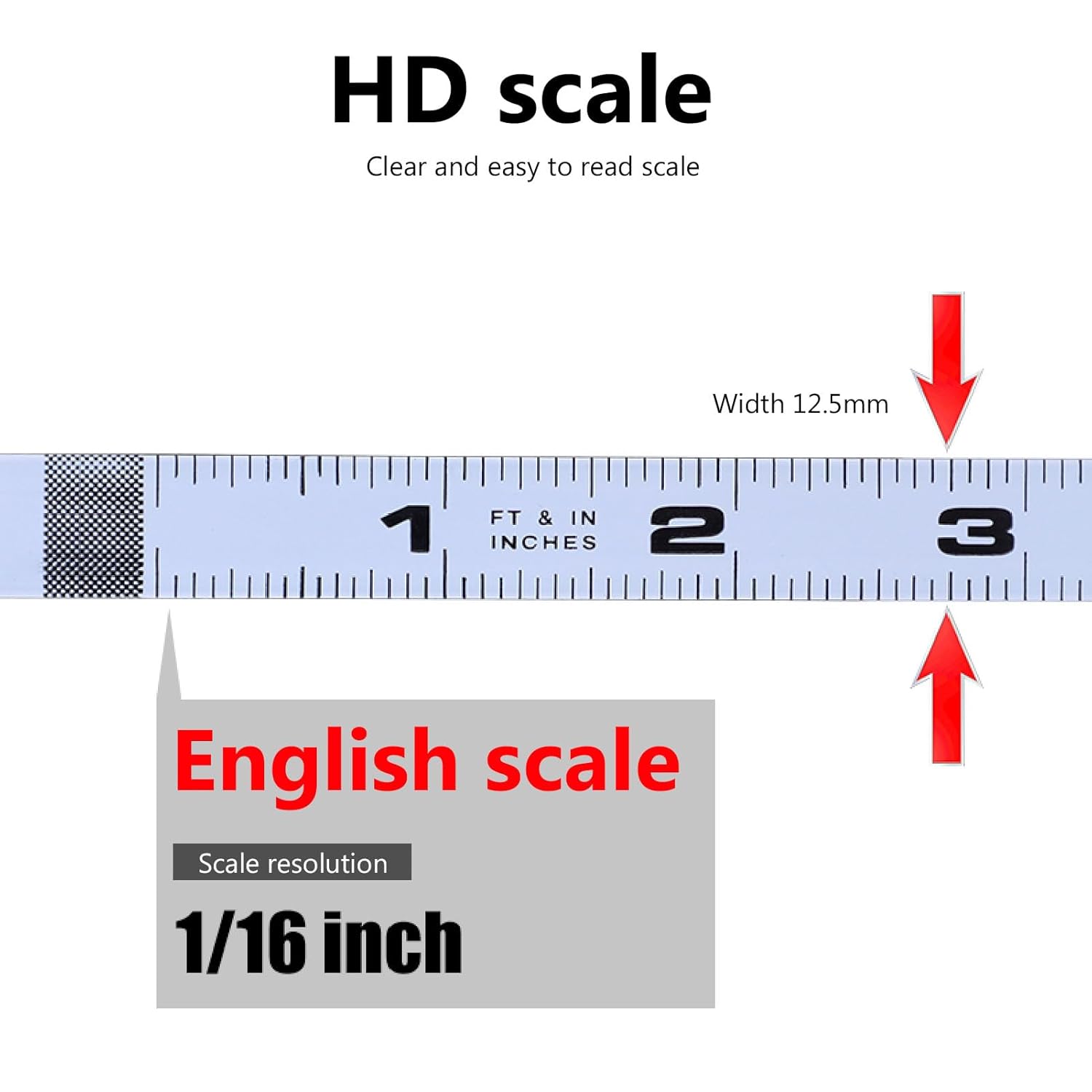 72 Inch 6FT Metal Carbon Steel Self Adhesive Tape Measure with Adhesive Backing and Reading from Right to Left