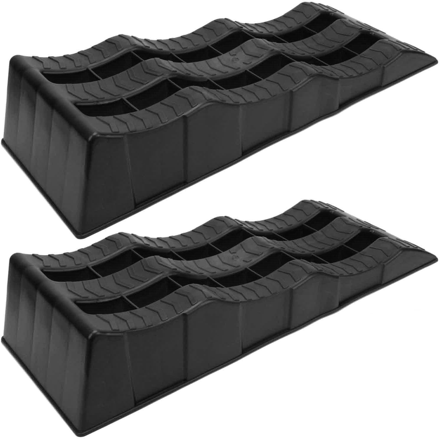 Campers RV Super Tri Leveler, 2PCS 7716LBS Capacity Heavy Duty Trailer Ramp 3 RV Leveling Heights of 40mm 70mm 100mm, Automotive Leveling Ramp for Travel Trailer RV Truck,