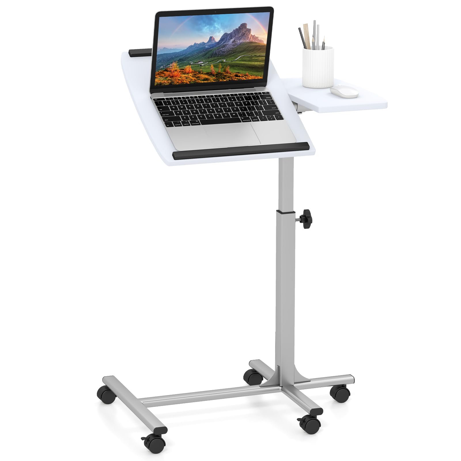 Table d'ordinateur portable réglable hauteur et inclinable à roulettes