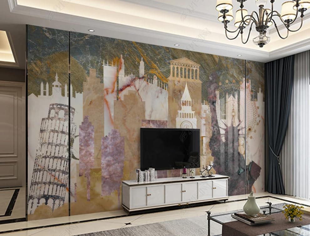 Papier peint intissé silhouette urbaine poster géant mural salon 400x280 cm