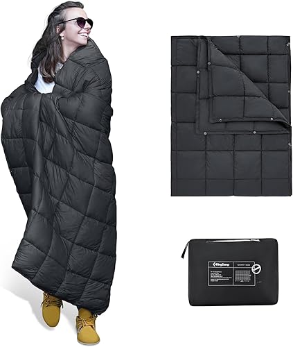 Miniatura 1 de KingCamp Manta hinchada para campamento, manta cálida alternativa al aire libre en interiores, ligera, compacta, resistente al viento para estadios,