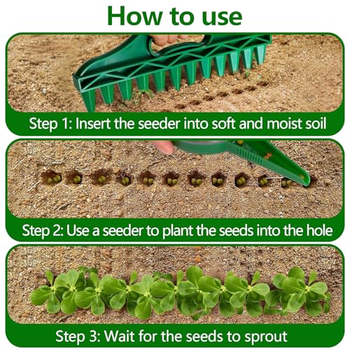 Kit de sembradora de semillas, 12 agujeros, ayuda para plantar con plantador manual, herramienta de sierra, portátil, ajustable, ayuda para siembra, semillas para plantar verduras y flores de jardín - imagen 3