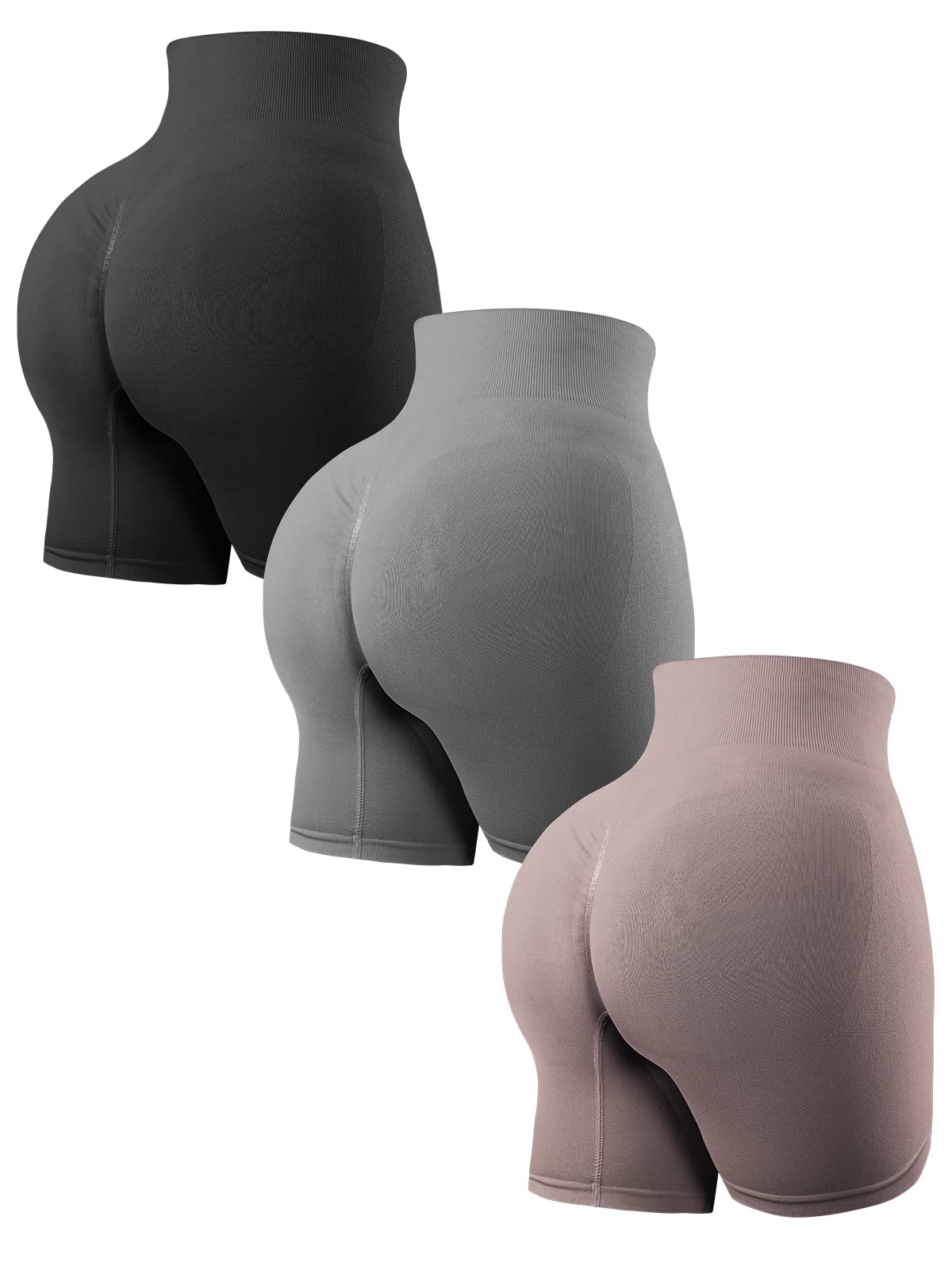 SPICE UNION3 Pack Biker Shorts Women High Waist Scrunch Butt Lifting Spandex Running Gym Workout Shorts Womens