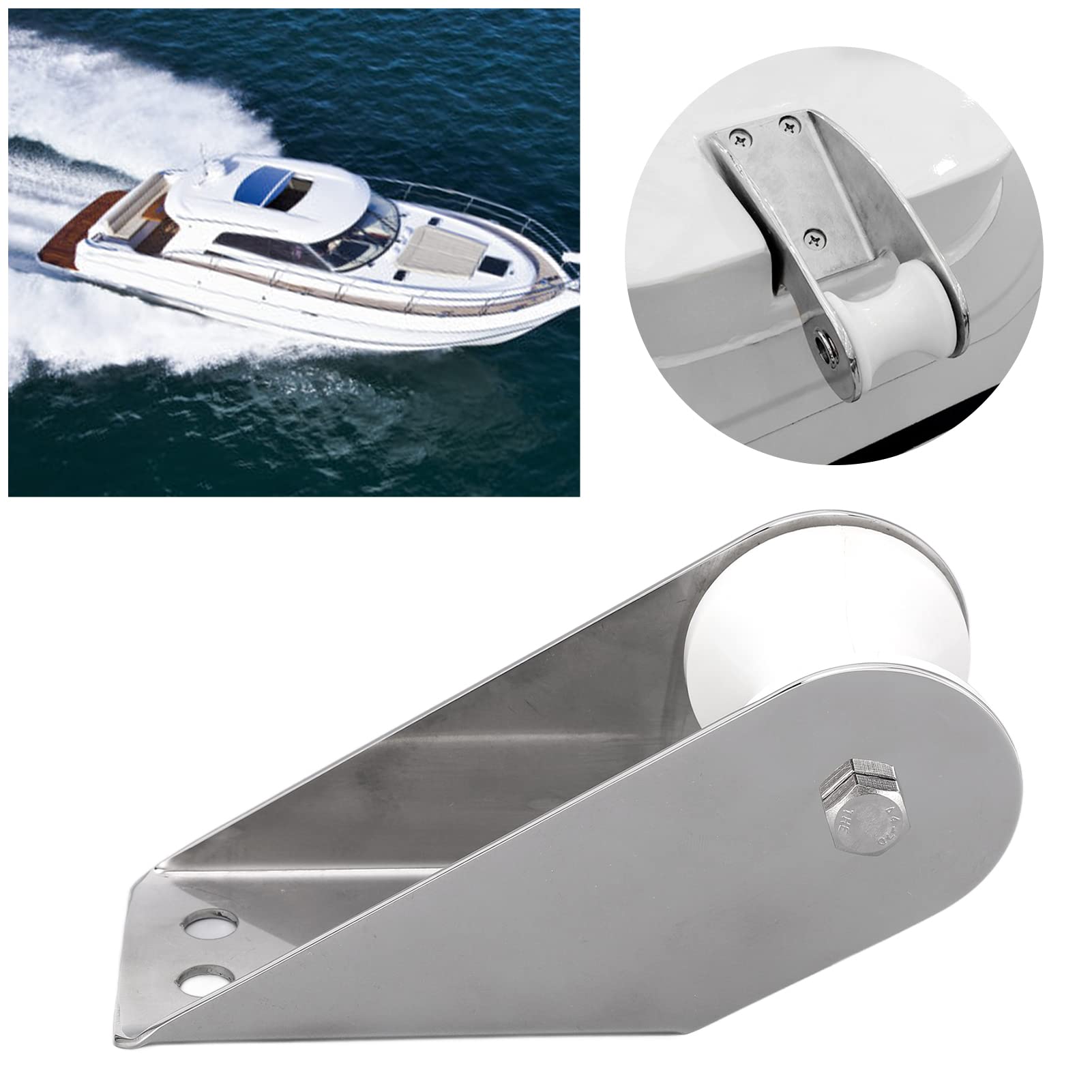 Support d'ancre de Bateau à roulettes, poulie d'ancrage, Support d'ancre de bossoir Rouleau D'ancre épaissi Roulette pour Ancre pour Accessoires d'amarrage Yacht Marin en Acier Inoxydable