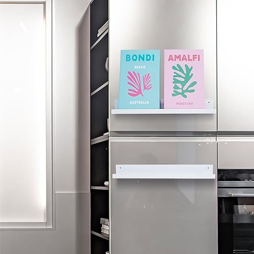 Miniatura 4 de Whaline 4 estantes magnéticos para pizarra blanca de 17 pulgadas, estantes magnéticos flotantes de metal para libros, organizador de libros para