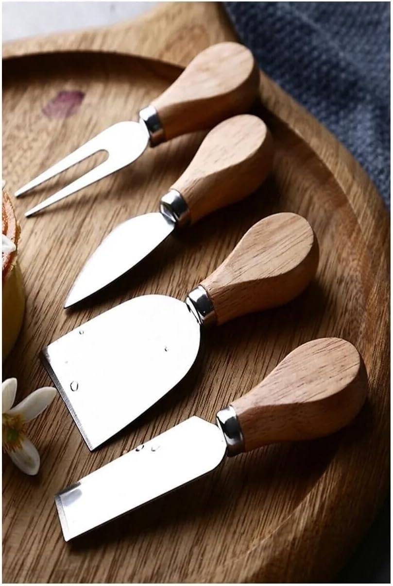 Orret Home 4’lü Mini Peynir Kesme ve Servis Seti – Ahşap Saplı Peynir Bıçakları, Sert ve Yumuşak Peynirler İçin Uygun, Şık Sunum ve Atıştırmalık Servis Aleti, Mutfak ve Sofra Sunum Seti