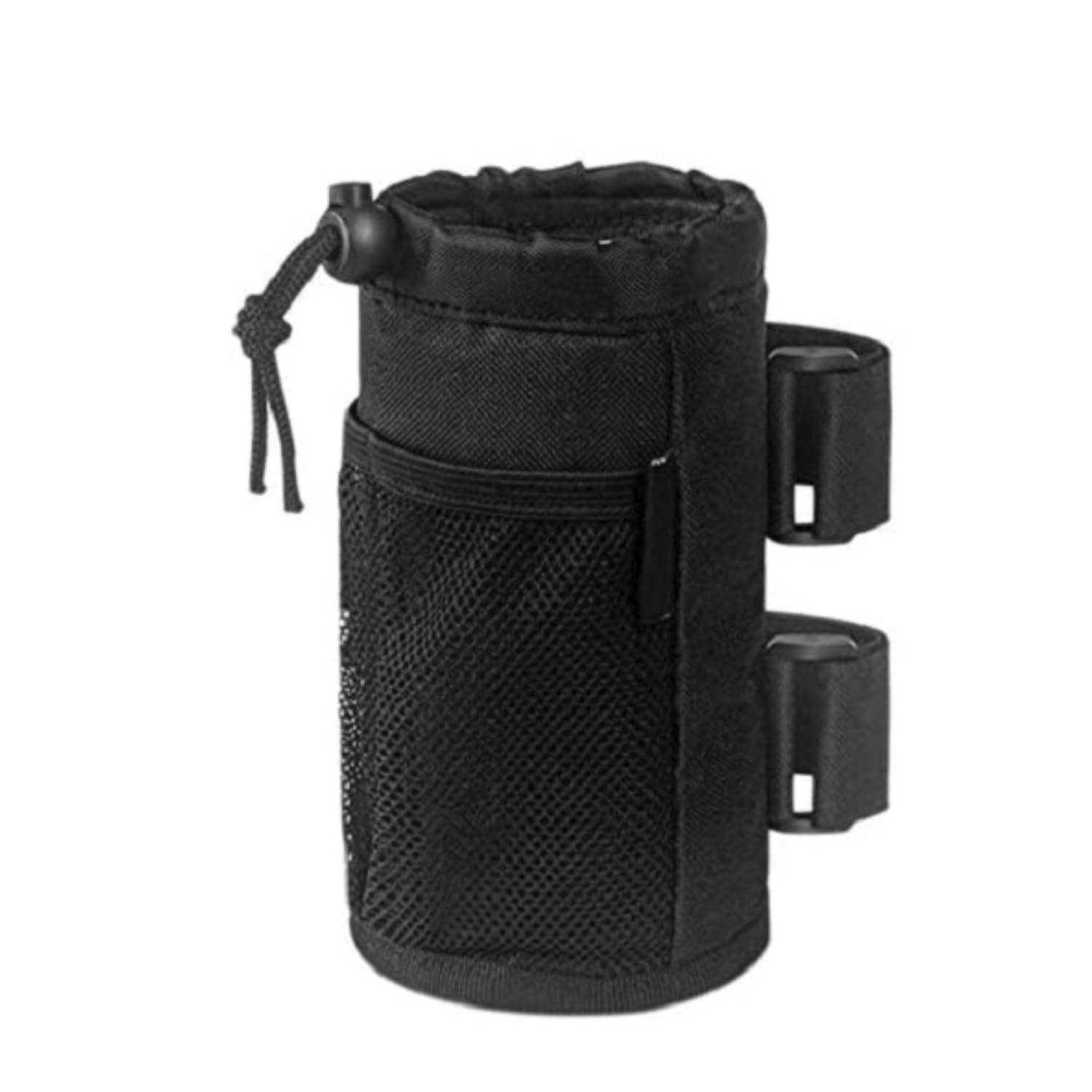 Wellrun Universal Bike Cup Holder with Mesh Pocket,Black Bicycle Handlebar Water Bottle Bag for Mountain Bike,Scooter,Folding,Road Bike,Wheelchair
