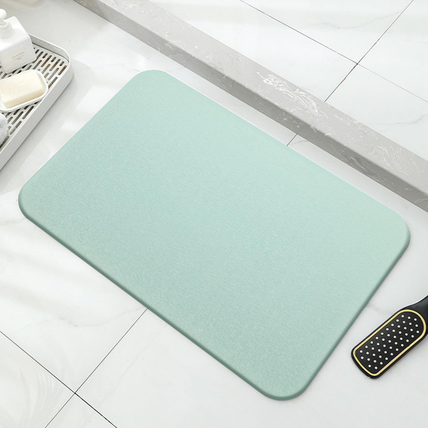 Alfombra de Baño de Piedra Absorbente, Antideslizante, de Diatomita Natural, para Hogar, Verde, 39x60cm