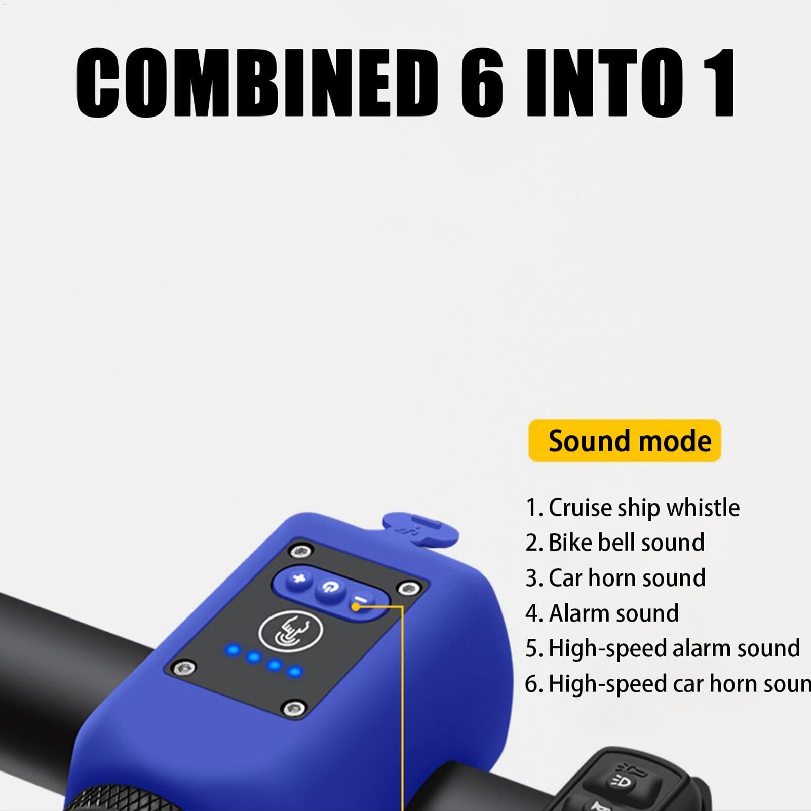 Electric Bike Horn Bikes Light, 120 dB Waterproof Cicli Bell Adulti, USB ricaricabile 180° Viewing Angolo, Flashlight Taillight with 4 mode for Cycling, Size: 2.76x1.57x1.57inc