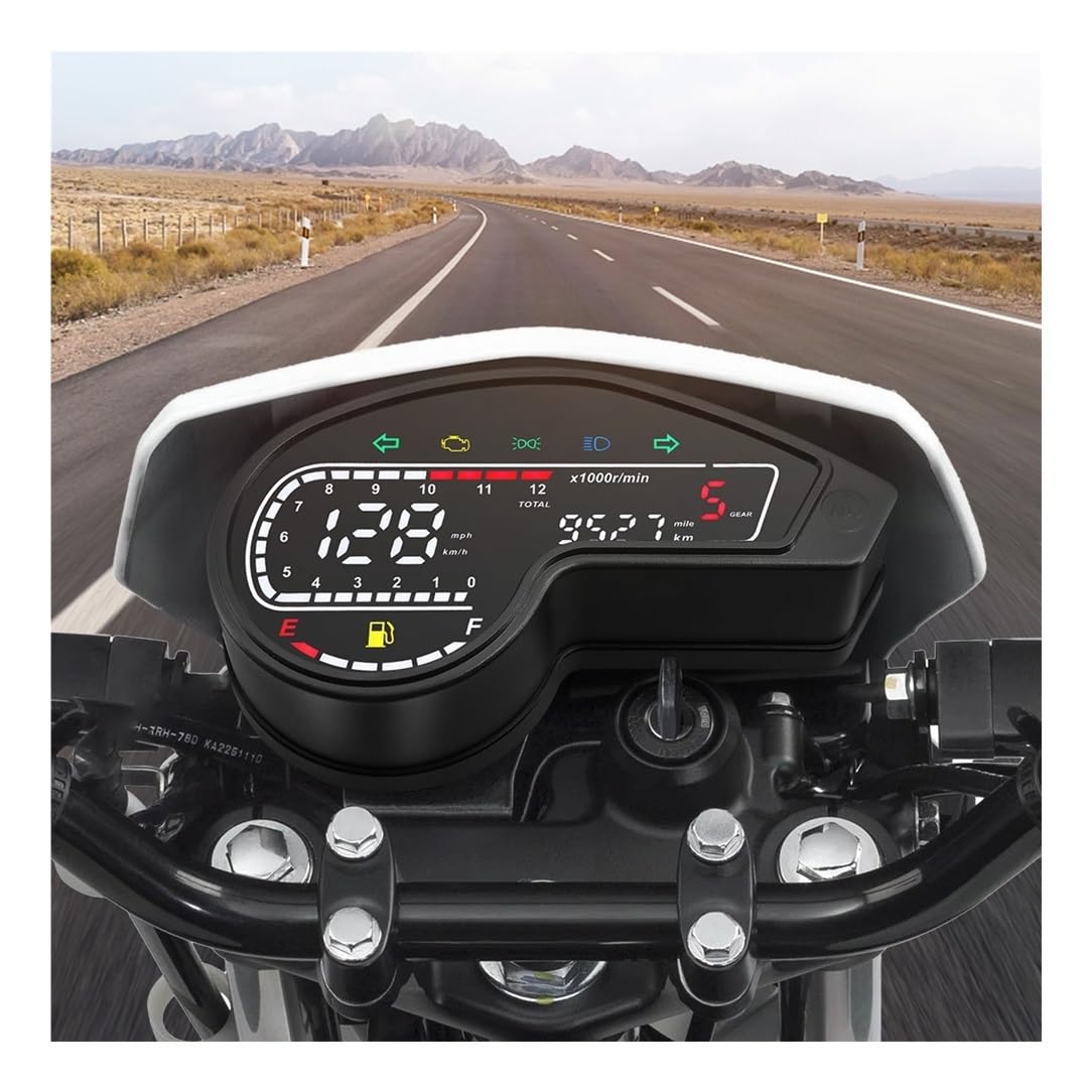 Drehzahlmesser 12V Universal Motorrad Digitaler Drehzahlmesser Außenborder 12000rpm Tacho Dashboard Mit Licht