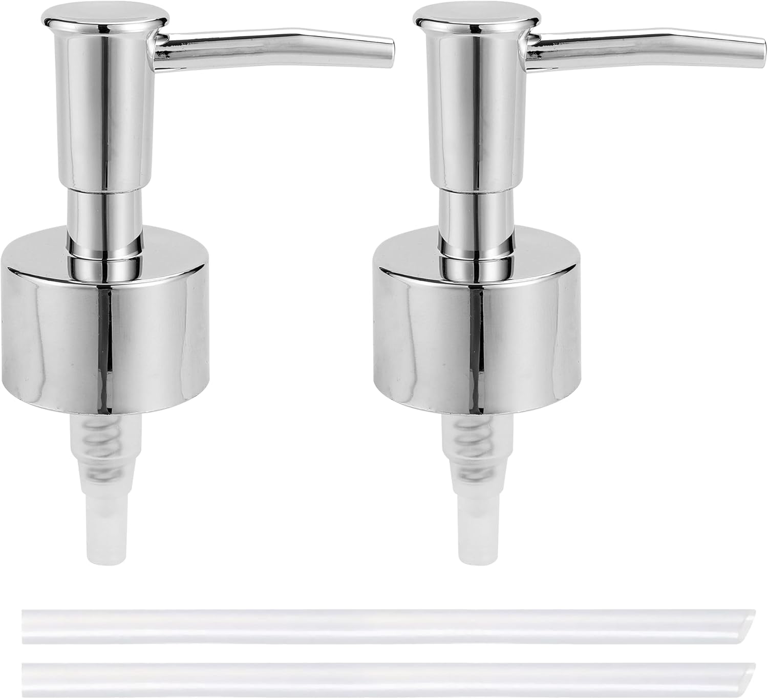 Soap Dispenser Pump Replacement, Soap Pump Dispenser Head for Liquid Soap, Lotion, Dish Soap Refill Dispenser, Ideal for Kitchen Bathroom Sink Various Bottles, 2Pack, Silver