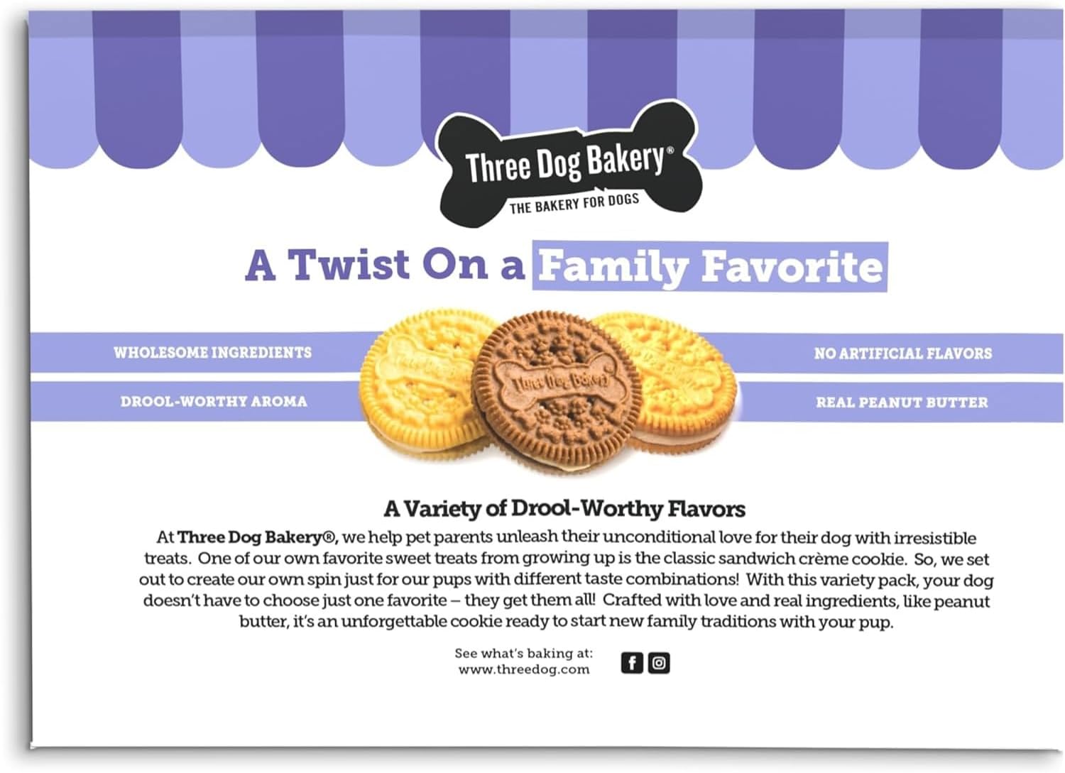 Three Dog Bakery Lick'n Crunch Sandwich Cookies & Blueberry Pancake Bites, Premium Dog Training & Puppy Treats image 2