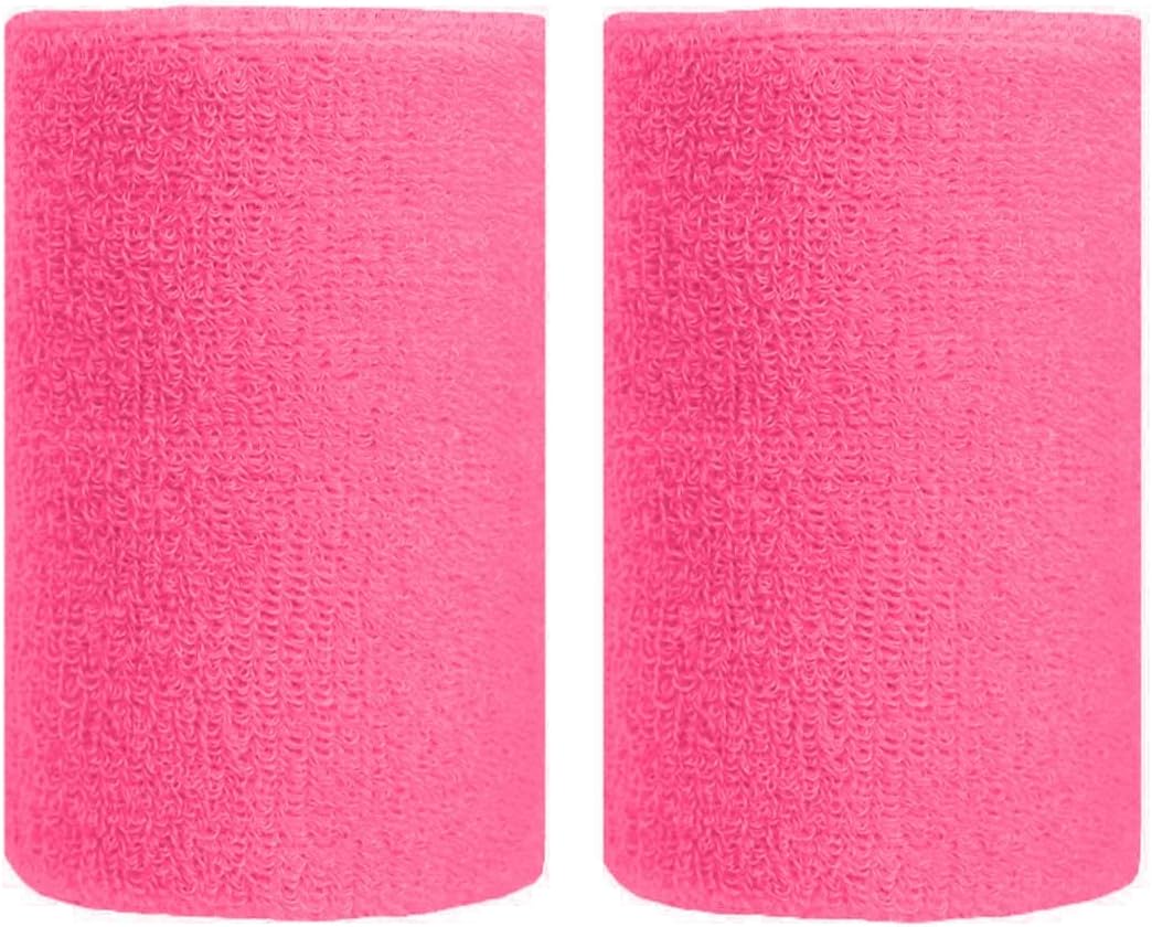 BBOLIVE 4' Inch Wrist Sweatband in 17 Different Neon Colors - Athletic Cotton Terry Cloth - Great for All Outdoor Activity(1 Pair) (Aqua Green) : Everything Else