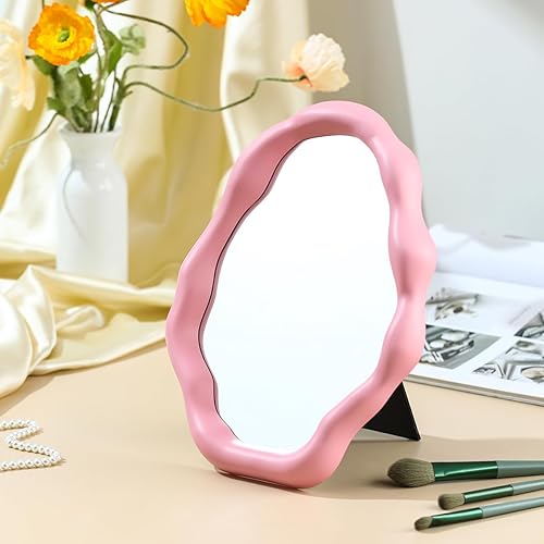 Miniatura 4 de XPXKJ Espejo de maquillaje Alien Cloud, espejo estético con patrón de ondas irregulares, espejo decorativo de mesapared, decorativo y funcional, con