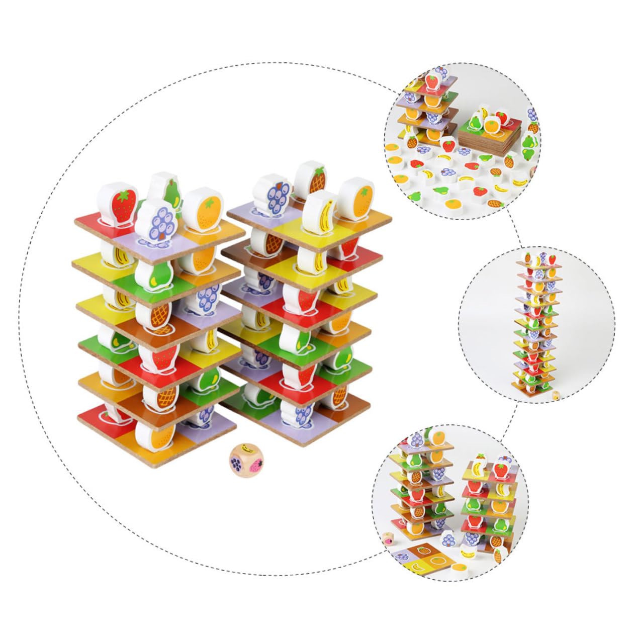 Abaodam Juguete Cognitivo de Bloques Apilables de Madera, 1 Set