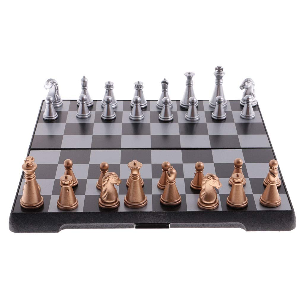 Set di scacchi da viaggio internazionale in legno 3 in 1 con scacchiera pieghevole Giocattoli educativi Intrattenimento campeggio durevole