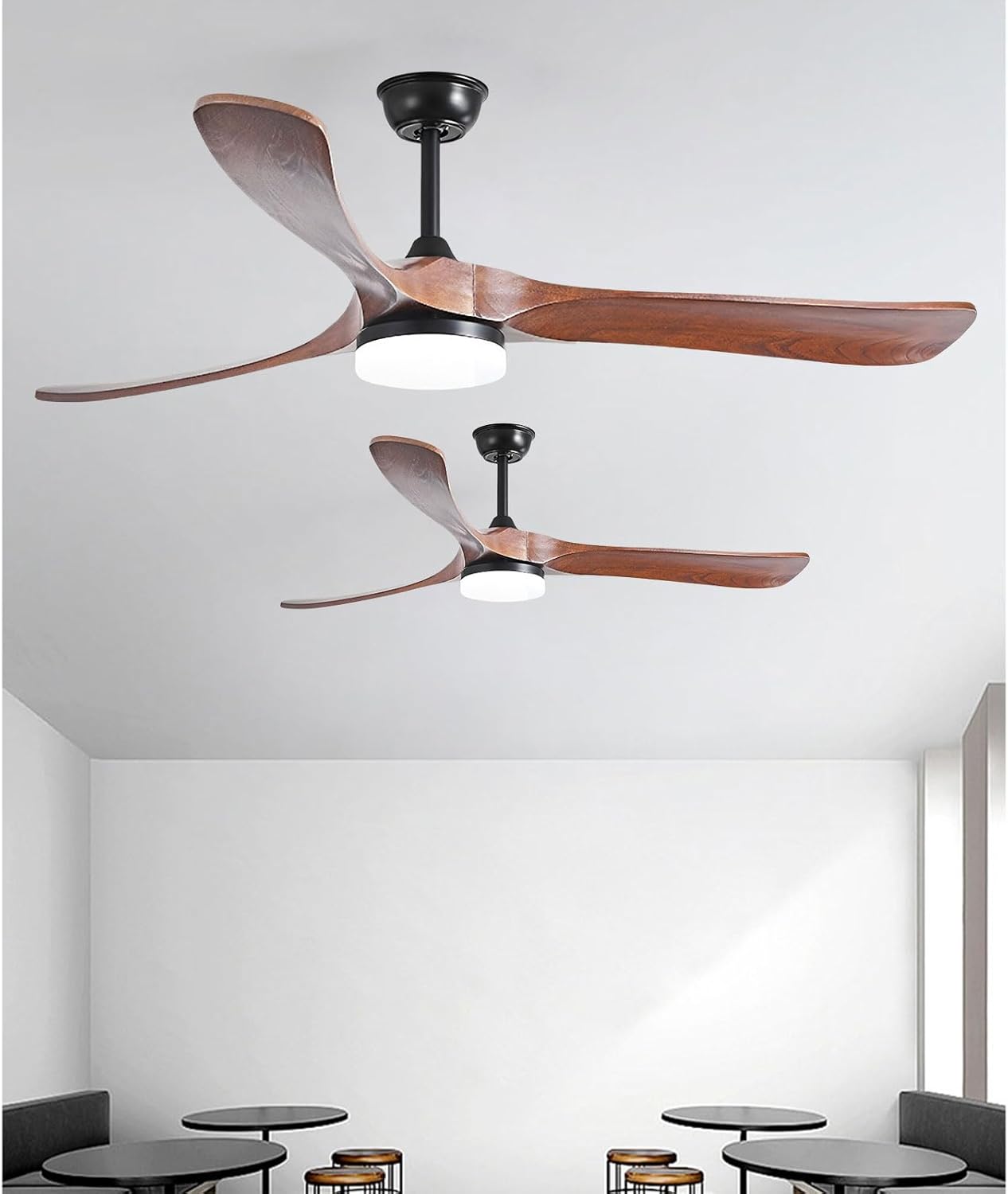 Indoor Quiet Ceiling Fans with Light 24W LED Ceiling Fan Light Remote Multifunctional Ceiling Fan with Reversible Wood Blades for Bedroom Lounge Room Living Room DC Motor