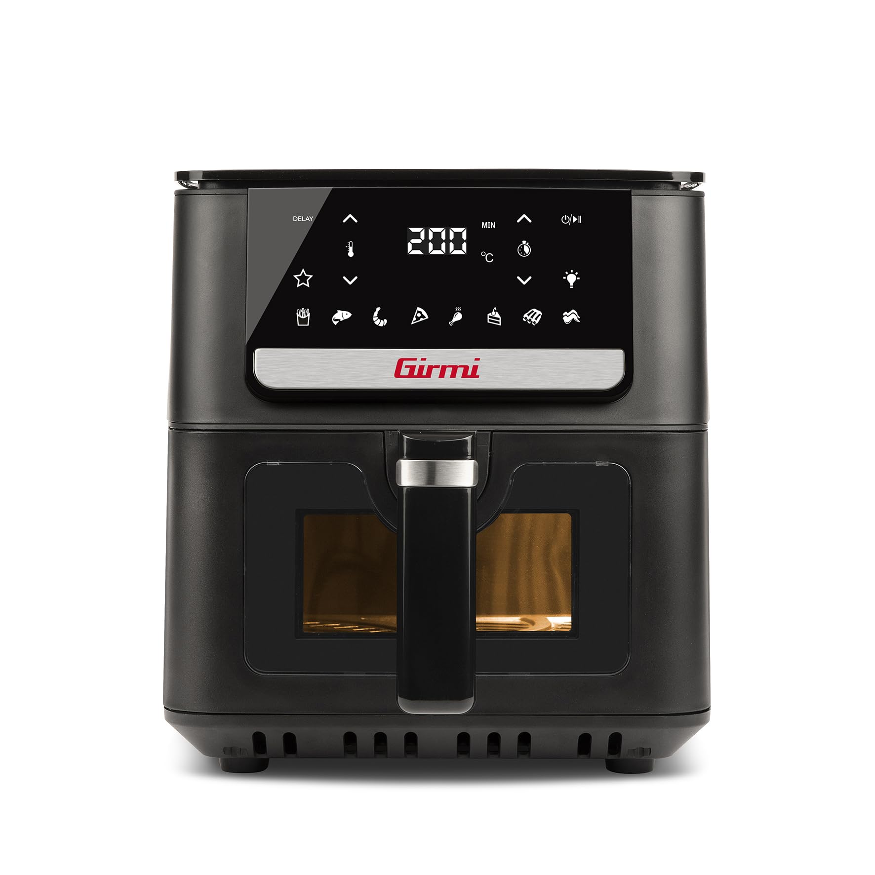 Girmi FG84 Friggitrice ad Aria Ecofrit Crisp, 6,5 Litri, 1700W, Display digitale, 8 programmi, Partenza Ritardata, Vassoio Rialzabile, Timer, Temperatura regolabile, BPA/PFOA Safe, Ricettario incluso