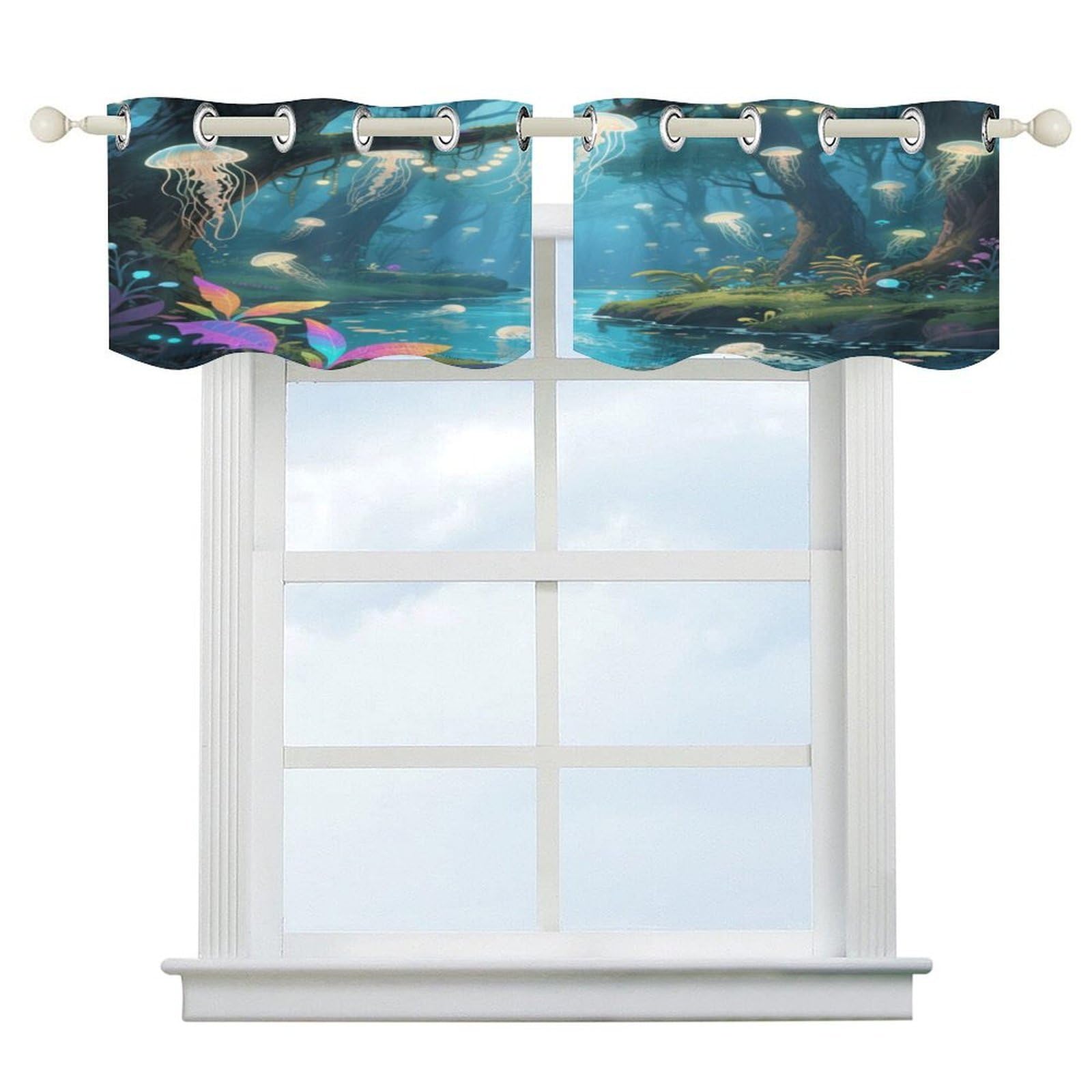 Fekiloot Style Jellyfish Forest Short Curtains Valance Curtain