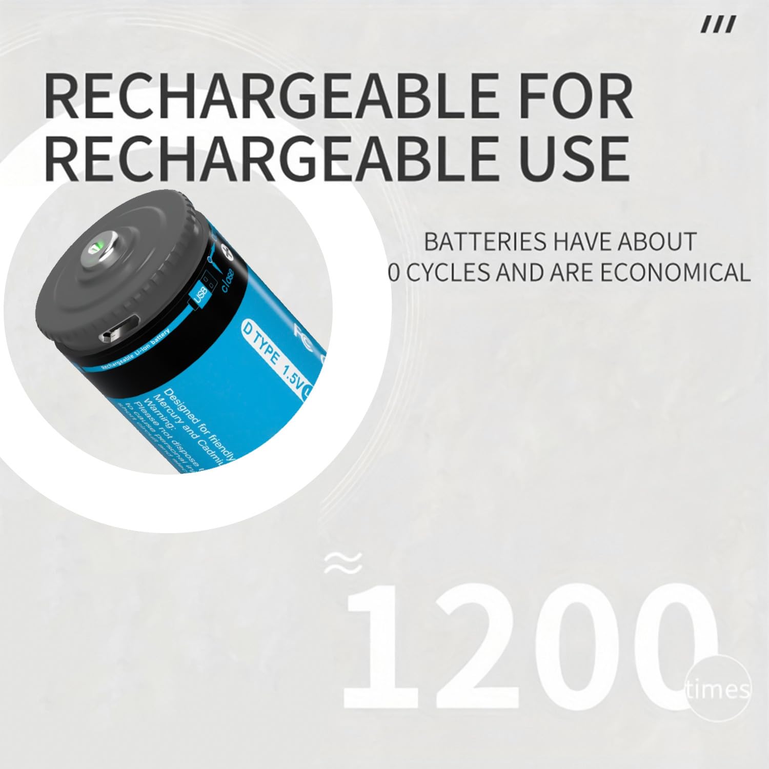 Batterie Ricaricabili Al Litio D Confezione da 6 Batteria D Ad Alte Prestazioni 10000mWh 1,5V per Torce Elettriche, Radio, Orologi, Stereo, Ecc.