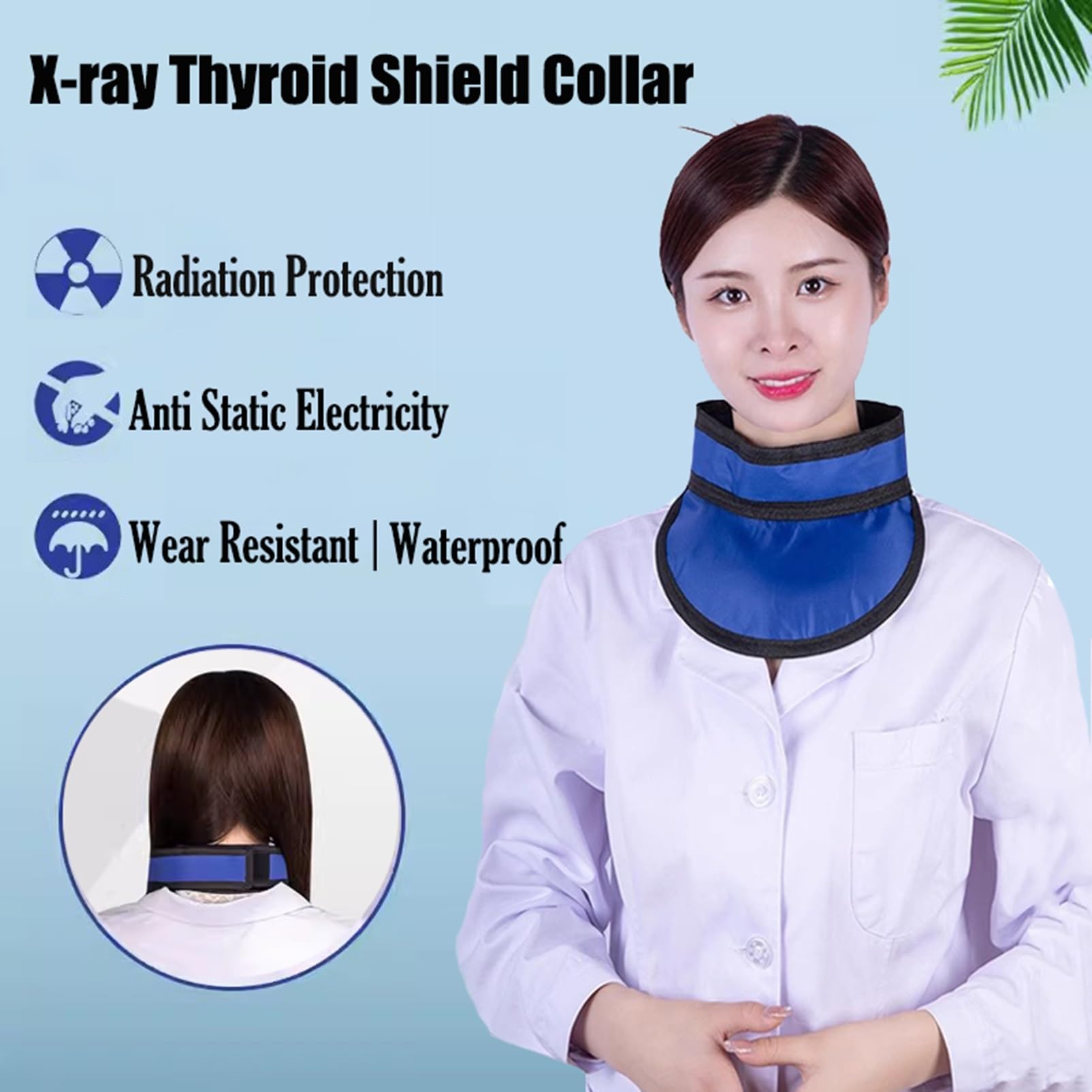 Delantal de Plomo Collarín para Tiroides 0,5 mmpb Protector de Cuello Ajustable Antiestático Rayos X