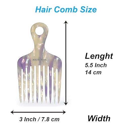 Miniatura 4 de 14MX - Púas de pelo para mujeres, púas de pelo para rizos, peine de dientes anchos para rizos, púa afro, peine de acetato de 5.5 pulgadas (5.5 in)