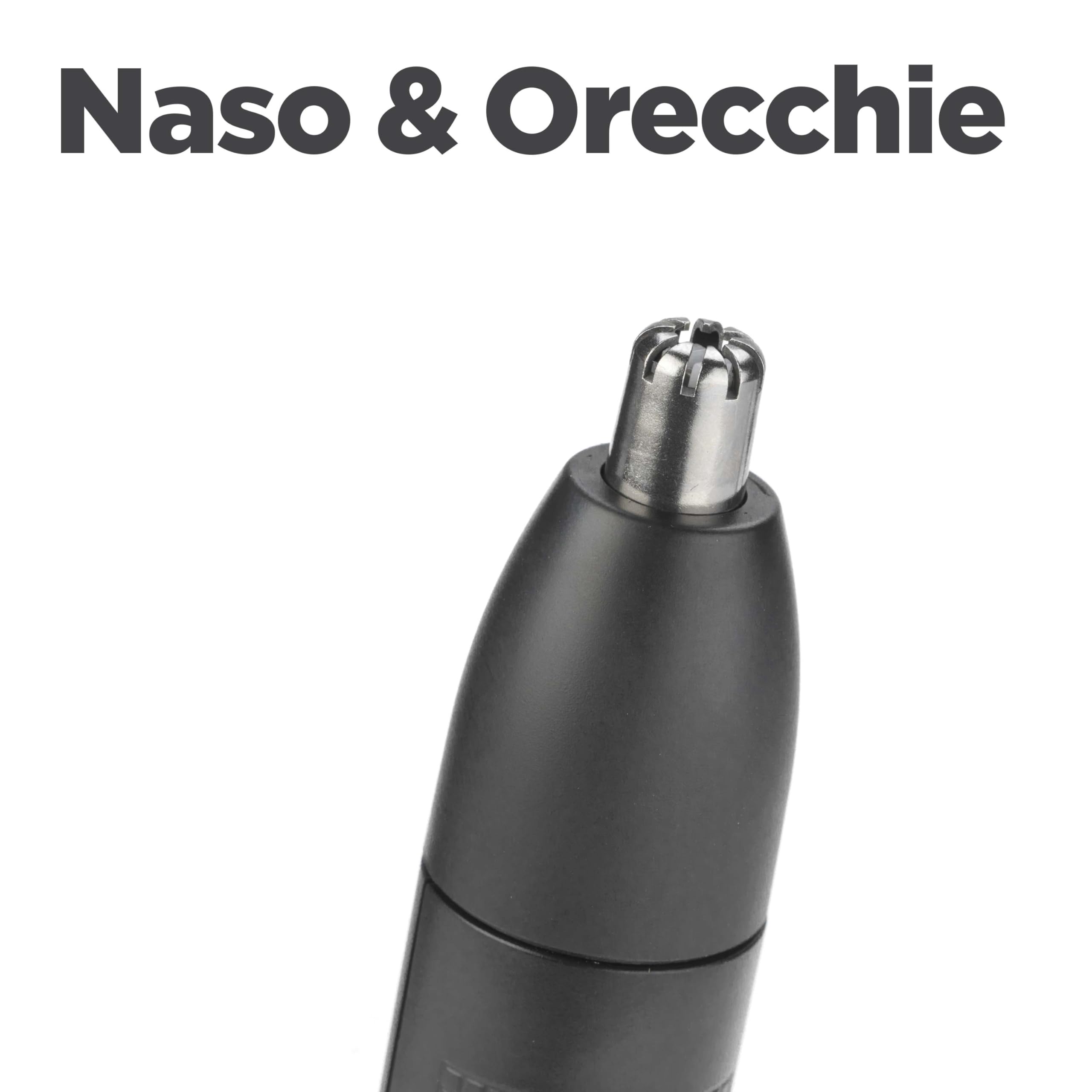 BaByliss Trimmer rifinitore naso/orecchie, sistema a doppia lama, batteria, lame in acciaio inox, testina rimovibile facile da pulire, nero E650E